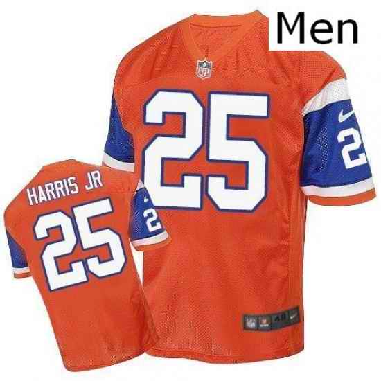 Men Nike Denver Broncos 25 Chris Harris Jr Elite Orange Throwback NFL Jersey